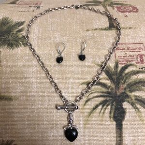Black Onyx Heart SS necklace